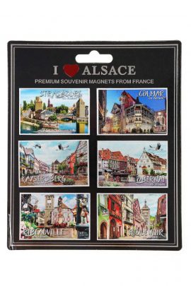 Set de 6 magnets « Alsace » 4 x 6 cm en argent scintillant