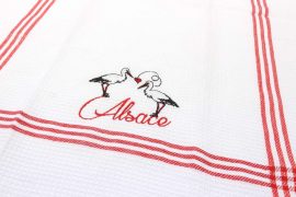 Torchon à vaisselle structure gaufrée « Alsace » Cigogne – 50 x 70 cm