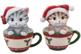 Assortiment de 2 Figurines Chat en résine 9 x 7 x 10 cm