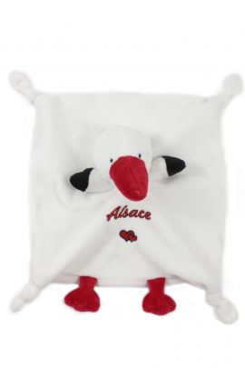 Doudou peluche cigogne « Alsace » 24 x 24 cm