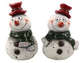 Assortiment de 2 Figurines Bonhomme de neige en résine – 8 x 6,5 x 11 cm