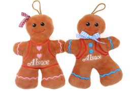 Männele en peluche à ruban homme/femme Alsace à accrocher 16 cm