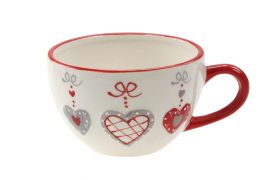Tasse Jumbo, motif cœur rouge-blanc-gris « Alsace » – 520 ml