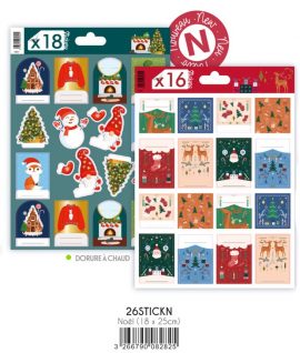 Planche brochable de stickers 18 x 25 cm assorties