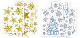 Décoration de fenêtre autoadhésives et amovibles, pailletés (Format planche 29 x 37 cm)