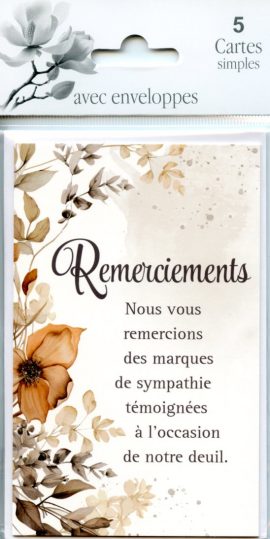 POCHETTE REMERCIEMENTS DEUIL x 5