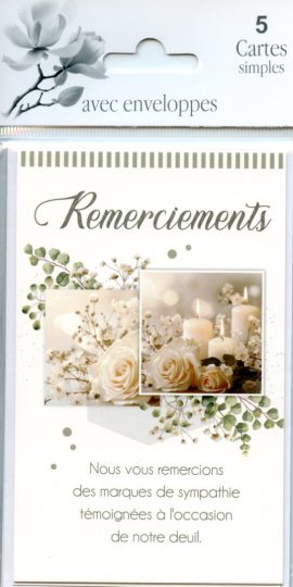 POCHETTE REMERCIEMENTS DEUIL x 5