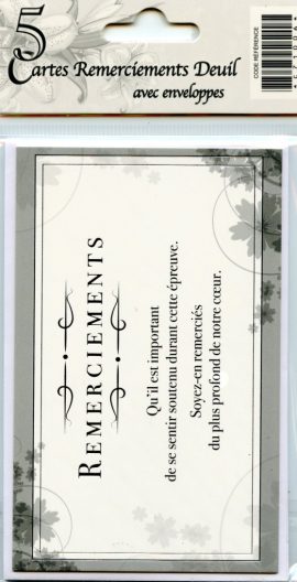 POCHETTE REMERCIEMENTS DEUIL x 5