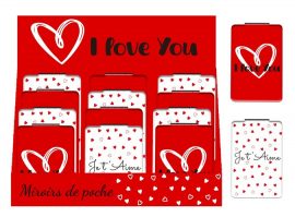 Display Miroirs de poche message I love You 9,5 x 6 x 1,2 cm
