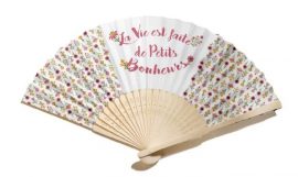 EVENTAIL EN BOIS ET TOILE « PETITS BONHEURS » – H.21 x 37 x P 2 cm