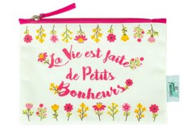 TROUSSE MULTI-USAGES EN COTON « PETITS BONHEURS » – H20 x L15 x P0,5 cm