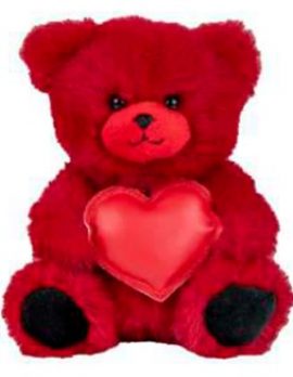 Peluche Ours rouge Cœur simili cuir 15 x 10 x 8 cm