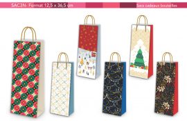 SAC KDO BOUTEILLES FINITION DORURE & GAUFRAGE 12,5 x 36,5  – 6 modèles assortis