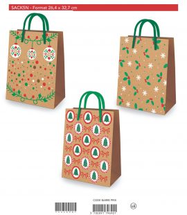 SAC KDO KRAFT Finition dorure – poignées satin assorties 26,4 x 32,7 cm – 3 modèles assortis