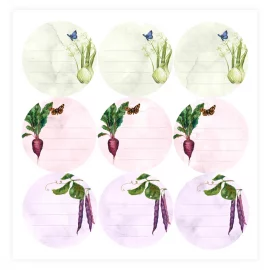 ALBUM DE 119 STICKERS CONFITURES motif fruits & légumes 15,5 x 15,5 – 8 pages