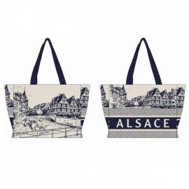 CABAS CITY ALSACE BICOLORE BLEU MARINE – ROBIN RUTH