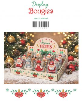 Display de 12 bougies en cire et verre