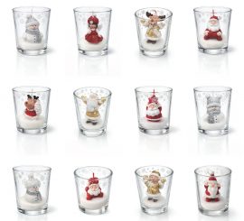 Display de 12 bougies en cire et verre