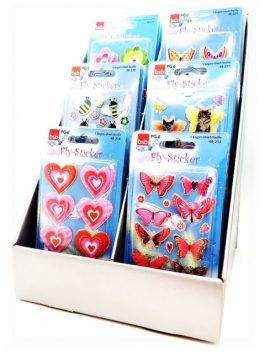 DISPLAY 18 POCHETTES FLY STICKERS 3D ASSORTIS