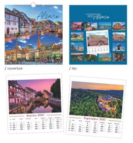 PETIT CALENDRIER ALSACE SPIRALE & CHEVALET 2027 – Dim. 16 x 16,50 cm