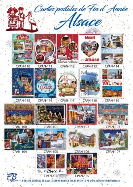 CARTES POSTALES FIN D’ANNEE ALSACE 10×15 assortiment de 20 réf. X 10