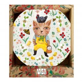 Set de 2 petites coupelles en porcelaine Repose-cuillère ou sachet de thé « Country Cat » H 11,5 x L 10 x P 0,5cm