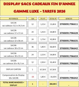 OFFRE SACS CADEAUX FIN D&rsquo;ANNEE + PRESENTOIR