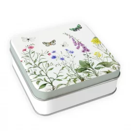 BOITE METALLIQUE 10x10x3,5 cm – FLEURS SAUVAGES