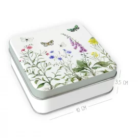 BOITE METALLIQUE 10x10x3,5 cm – FLEURS SAUVAGES