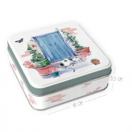BOITE METALLIQUE 10x10x3,5 cm – CHAT