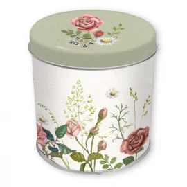 BOÎTE A THE METALLIQUE – Ø 9,9 cm, H.10 cm – JARDIN DE ROSES