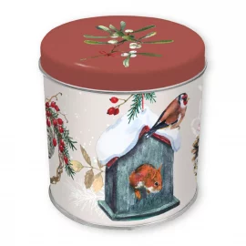 BOÎTE A THE METALLIQUE – Ø 9,9 cm, H.10 cm – OISEAUX
