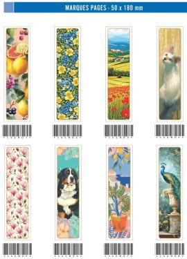 COLLECTION EMOTION – MARQUES PAGES + CARNETS DOUBLES + PRESENTOIR METAL 46 CASES + FRONTON