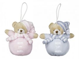 SUSPENSIONS OURS BOULLE ASS. X 2 « Mon 1er Noël », chapeau et écharpe – 12 cm