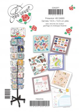 CONCEPT 48×6 CARNETS DOUBLES FOR’EVER + PRESENTOIR + FRONTON – COMPENSATION 40 CARNETS