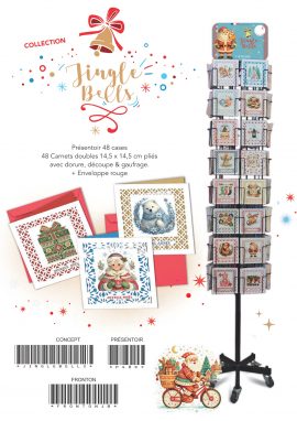 CONCEPT JINGLE BELLS 48 Carnets doubles x 5 à la réf, soit 240 carnets 14.5 x 14.50 cm dont 38 carnets offerts en compensation du présentoir