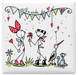 MAGNET CARRE ALSACE LEZARDS DU COEUR 80 x 80 mm