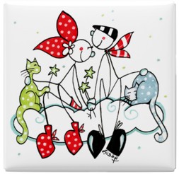MAGNET CARRE ALSACE LEZARDS DU COEUR 80 x 80 mm