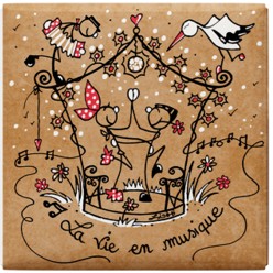 MAGNET CARRE ALSACE LEZARDS DU COEUR 80 x 80 mm
