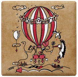 MAGNET CARRE ALSACE LEZARDS DU COEUR 80 x 80 mm