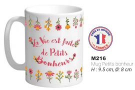 MUG « PETITS BONHEURS » Ø 8 cm – H. 9,5 cm