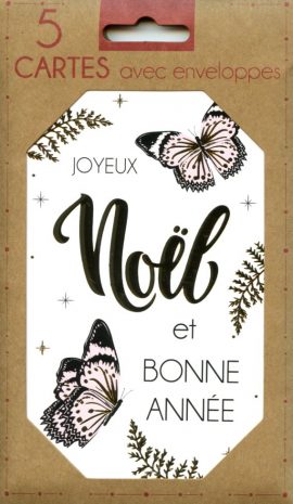 MIGNONNETTE JOYEUX NOEL ET BONNE ANNEE X 5 + ENVELOPPE