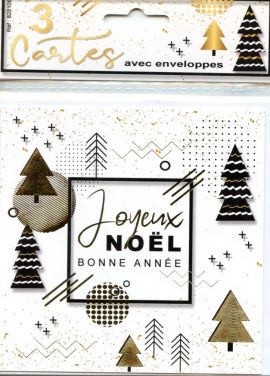 MIGNONNETTE JOYEUX NOEL ET BONNE ANNEE X 3 + ENVELOPPE
