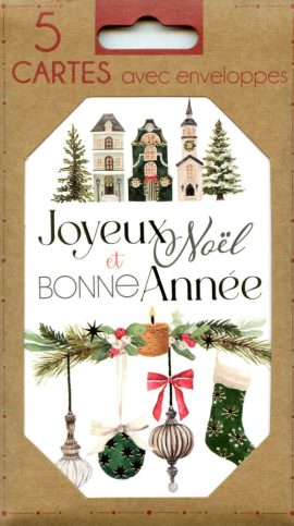MIGNONNETTE JOYEUX NOEL ET BONNE ANNEE X 5 + ENVELOPPE