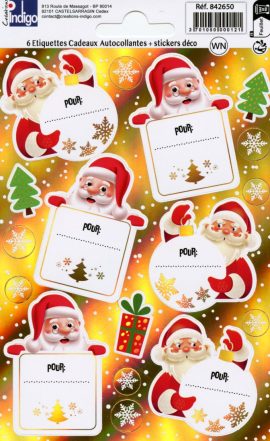 PLANCHE D’ETIQUETTES CADEAUX AUTOCOLLANTES X6 + STICKERS DECO