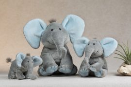 PELUCHE 19 CM – Éléphant SUGAR Bleu