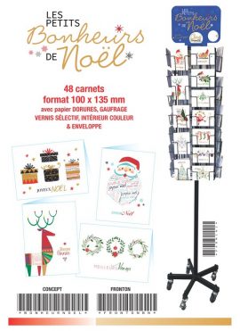 CONCEPT LES PETITS BONHEURS DE NOEL format 100 x 135mm- 240 carnets dont 56 offerts + PRESENTOIR