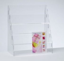 Présentoir de comptoir à cartes en acrylique à 4 étages 33.3 x 38 x 17 cm