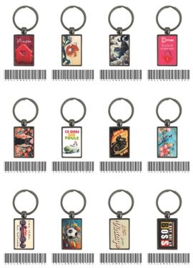 COLLECTION PORTE-CLES & MAGNETS POLAROID + PRESENTOIR METAL 108 CASES + FRONTON