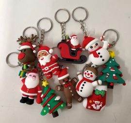 SACHET DE 10 PORTE-CLEFS NOËL – SILICONE 6 CM ENV.